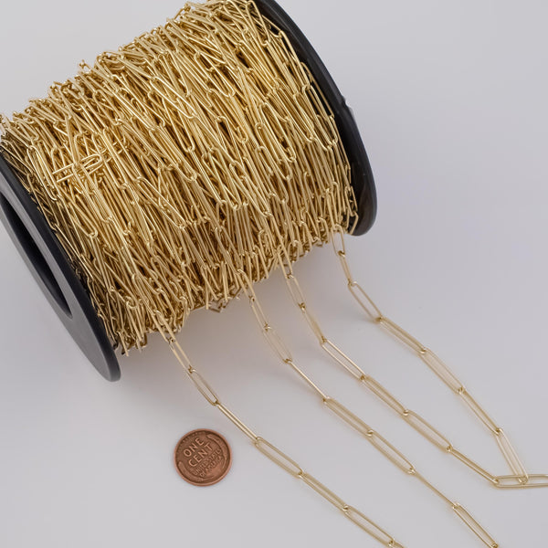 4x20mm Paperclip CCC Ion Plated Brass Chain - Tarnish Resistant Wholesale 1 yard per order