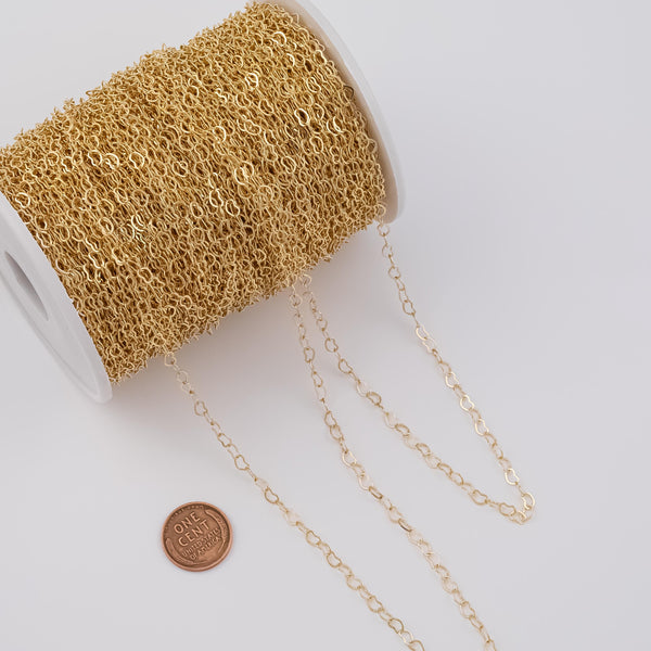 3mm Heart CCC Ion Plated Brass Chain - Tarnish Resistant Wholesale 1 yard per order