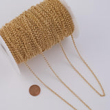 3mm Rolo CCC Ion Plated Brass Chain - Tarnish Resistant Wholesale 1 yard per order