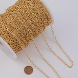 Paperclip Round 4x8mm CCC Ion Plated Brass Chain - Tarnish Resistant Wholesale 1 yard per order