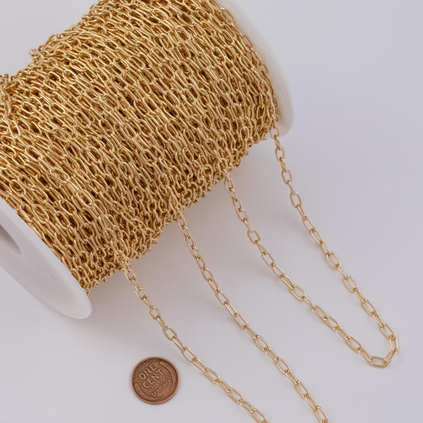 Paperclip Round 4x8mm CCC Ion Plated Brass Chain - Tarnish Resistant Wholesale 1 yard per order