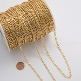 4mm Figaro CCC Ion Plated Brass Chain - Tarnish Resistant Wholesale 1 yard per order