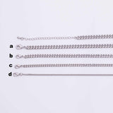 16" Silver Necklace Charm Bar Necklace Cuban Curb Chain Necklace 4 Size