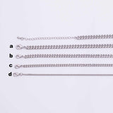 16" Silver Necklace Charm Bar Necklace Cuban Curb Chain Necklace 4 Size