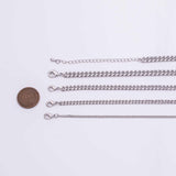 16" Silver Necklace Charm Bar Necklace Cuban Curb Chain Necklace 4 Size