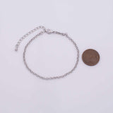 Charm Bar Bracelet Gold Silver Bracelet Rolo Chain 2.5mm
