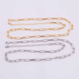 16" 14k Gold Plated Ion Necklace Charm Bar Necklace Paperclip Chain Necklace Rolo Style 4x11mm