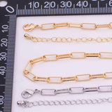 16" 14k Gold Plated Ion Necklace Charm Bar Necklace Paperclip Chain Necklace Rolo Style 4x11mm