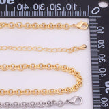 18" 14k Gold Plated Ion Necklace Charm Bar Necklace Rolo Round Necklace 4mm