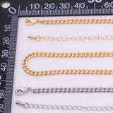 16" Cuban Chain Necklace Gold PVD Ion Plated Silver Necklace Charm Bar Necklace Cuban Curb Chain Necklace 3.5mm