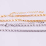 16" Cuban Chain Necklace Gold PVD Ion Plated Silver Necklace Charm Bar Necklace Cuban Curb Chain Necklace 3.5mm