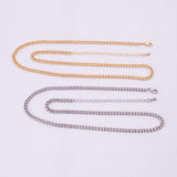 16" Cuban Chain Necklace Gold PVD Ion Plated Silver Necklace Charm Bar Necklace Cuban Curb Chain Necklace 3.5mm