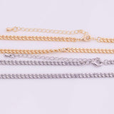 16" Cuban Chain Necklace Gold PVD Ion Plated Silver Necklace Charm Bar Necklace Cuban Curb Chain Necklace 3.5mm
