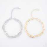 Charm Bar Bracelet Gold Silver Bracelet Paperclip Flat Chain 6x14mm