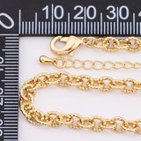 16" 14k Gold PVD Ion Plated Necklace Charm Bar Necklace Sunburst Textured Necklace 5mm