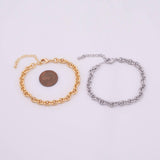 14k Gold PVD Ion Plated Charm Bar Bracelet Sturdy Oval Bracelet 6mm