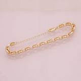 Charm Bar Bracelet Gold Silver Bracelet Oval Rolo Chain 6x8mm