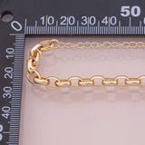Charm Bar Bracelet Gold Silver Bracelet Oval Rolo Chain 6x8mm