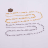 18" Paperclip Necklace Rolo Style 4mm 14k Gold PVD Ion Plated Silver Necklace Charm Bar Necklace