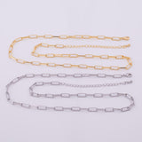 18" Paperclip Necklace Rolo Style 4mm 14k Gold PVD Ion Plated Silver Necklace Charm Bar Necklace