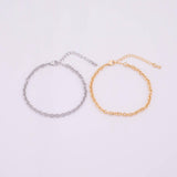14k Gold pvd Ion Plated Charm Bar Bracelet Off Round Oval Rolo Bracelet 3.6x4.2mm