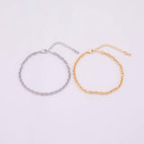 14k Gold PVD Ion Plated Charm Bar Bracelet Off Round Oval Rolo Bracelet 3.6x4.2mm