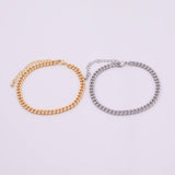 Cuban Bracelet 14k Gold PVD Ion Plated Charm Bar Bracelet Cuban Curb Chain Bracelet 4.5mm