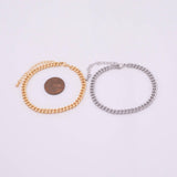 Cuban Bracelet 14k Gold PVD Ion Plated Charm Bar Bracelet Cuban Curb Chain Bracelet 4.5mm