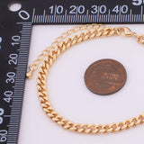 Cuban Bracelet 14k Gold PVD Ion Plated Charm Bar Bracelet Cuban Curb Chain Bracelet 4.5mm