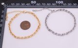 14k Gold PVD Ion Plated Charm Bar Bracelet Faceted Oval Link Bracelet 4x5.4mm