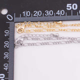 14k Gold PVD Ion Plated Tarnish Resistant Charm Bar Bracelet Figaro Italian Bracelet 2.5mm