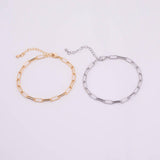 14k Gold PVD Ion Plated Tarnish Resistant Charm Bar Bracelet Paperclip Chain Link Bracelet