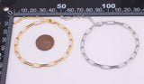 14k Gold PVD Ion Plated Tarnish Resistant Charm Bar Bracelet Paperclip Chain Link Bracelet