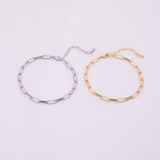 14k Gold PVD Ion Plated Tarnish Resistant Charm Bar Bracelet Paperclip Chain Link Bracelet