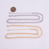 16" 14k Gold PVD Ion Plated Tarnish Resistant Necklace Charm Bar Necklace Rolo Oval Chain Necklace