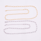 16" 14k Gold PVD Ion Plated Tarnish Resistant Charm Bar Necklace Paperclip Round Necklace 5x10mm