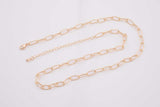 16" 14k Gold PVD Ion Plated Tarnish Resistant Charm Bar Necklace Paperclip Round Necklace 5x10mm