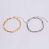 14k Gold PVD Ion Plated Tarnish Resistant Cuban Curb Bracelet for Charm Bars 5mm
