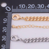 14k Gold PVD Ion Plated Tarnish Resistant Cuban Curb Bracelet for Charm Bars 5mm