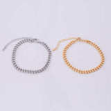 14k Gold PVD Ion Plated Tarnish Resistant Cuban Curb Bracelet for Charm Bars 5mm