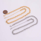 16" 14k Gold PVD Ion Plated Tarnish Resistant Necklace Charm Bar Necklace Round Chain Necklace 6x6.5mm