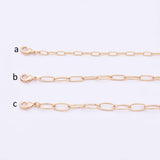 18" 14k Gold PVD Ion Plated Necklace Charm Bar Necklace Gold Paperclip Necklace Round 3 Size
