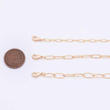16" 14k Gold PVD Ion Plated Necklace Charm Bar Necklace Gold Paperclip Round Necklace 3 Sizes