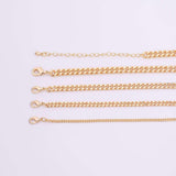 16" Cuban Chain necklace 14k Gold PVD Ion Plated Necklace Charm Bar Necklace Cuban Curb Chain Necklace 4 Size