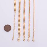 16" Cuban Chain necklace 14k Gold PVD Ion Plated Necklace Charm Bar Necklace Cuban Curb Chain Necklace 4 Size