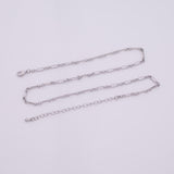 16" 18" Charm Bar Necklace Gold Silver Necklace Italian Figaro 3mm