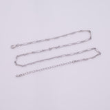 16" 18" Charm Bar Necklace Gold Silver Necklace Italian Figaro 3mm