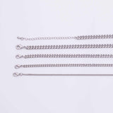 18" Cuban Chain necklace Silver Necklace Charm Bar Necklace Cuban Curb Chain Necklace 4 Size