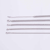 18" Cuban Chain necklace Silver Necklace Charm Bar Necklace Cuban Curb Chain Necklace 4 Size