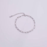 Charm Bar Bracelet 14k PVD Ion Plated Silver Bracelet Paperclip Chain 4x10mm